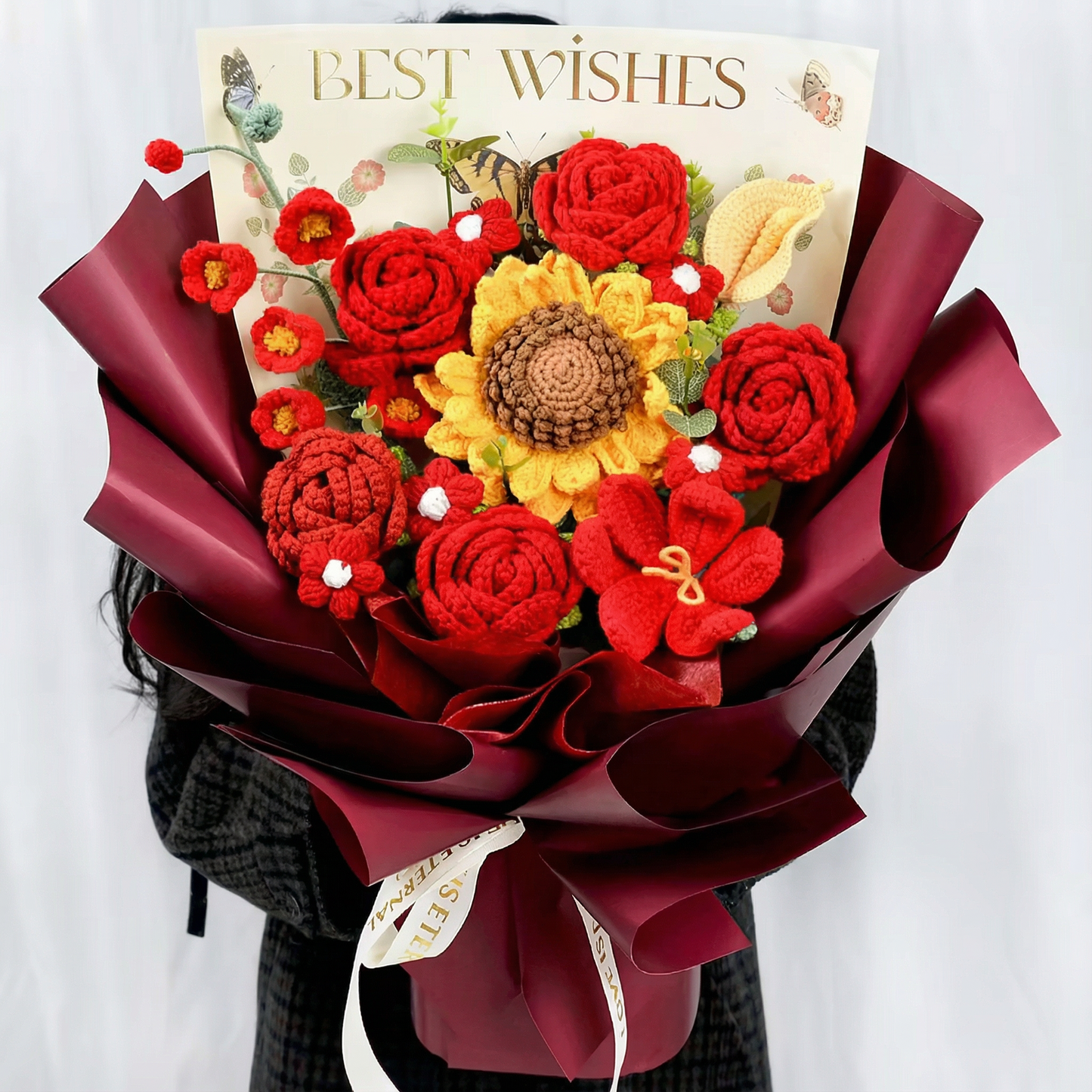 Handmade Sunflower & Rose Keepsake Bouquet