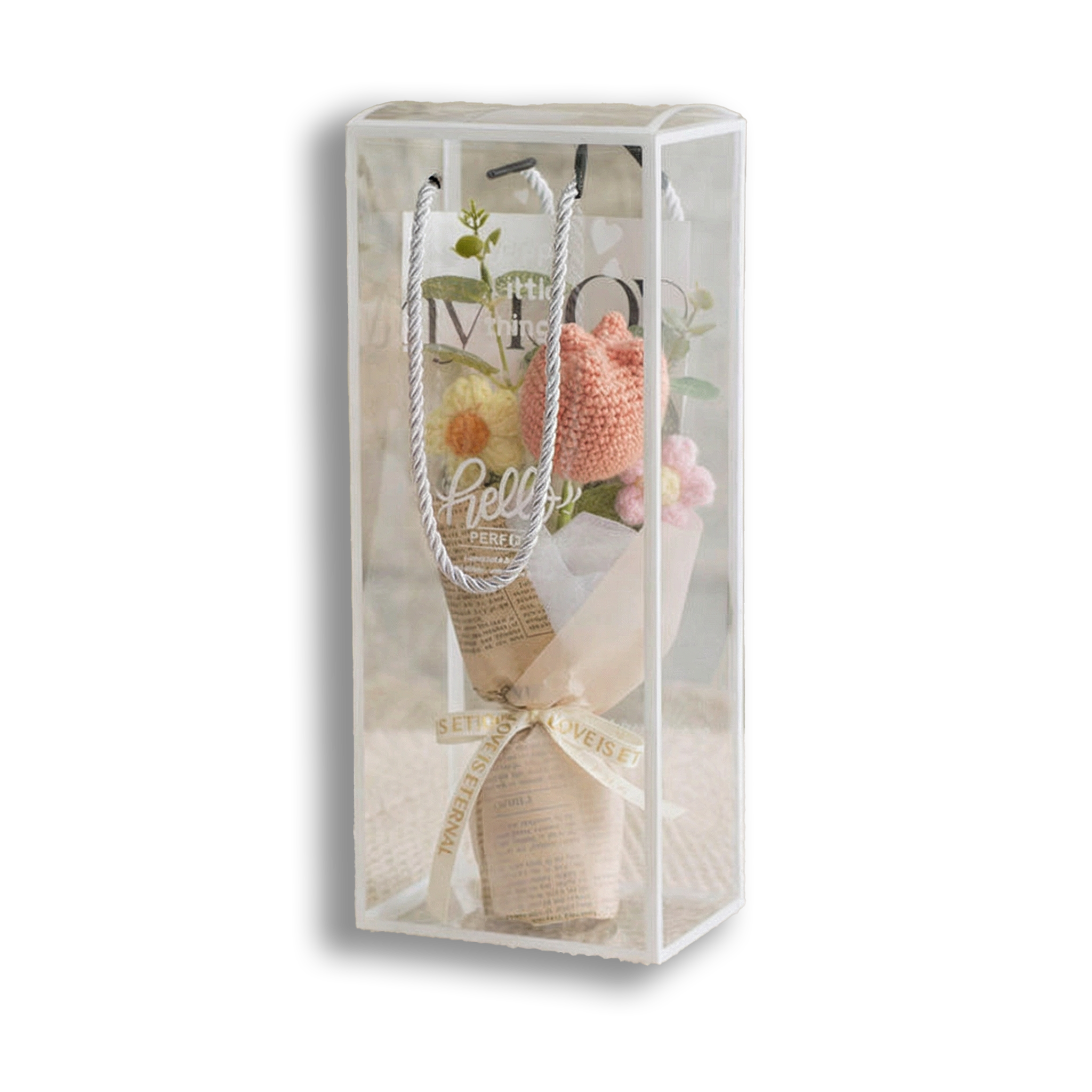 Blushing Tulips & Roses Crochet Bouquet