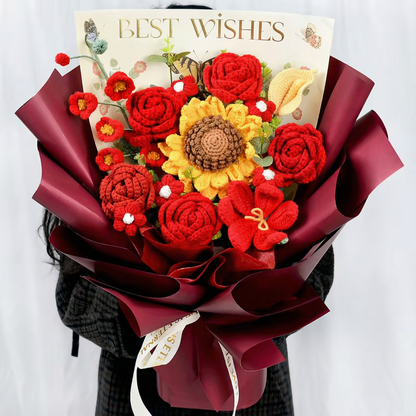 Handmade Sunflower & Rose Keepsake Bouquet