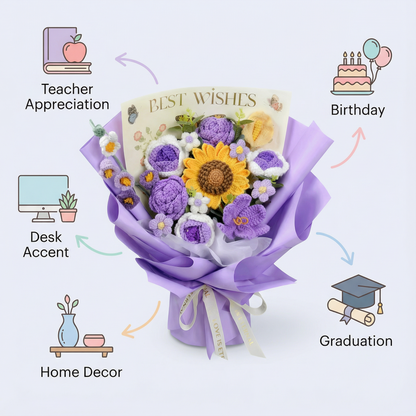 Handmade Sunflower & Rose Keepsake Bouquet