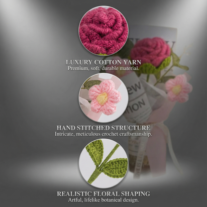 Blushing Tulips & Roses Crochet Bouquet