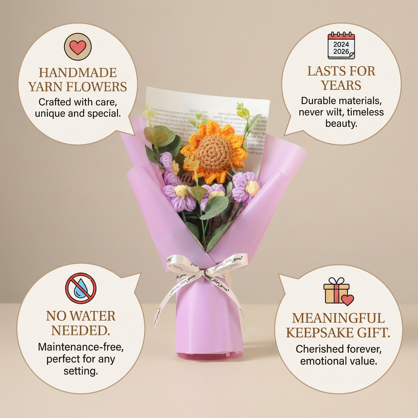 Everlasting Sunflower Charm Bouquet