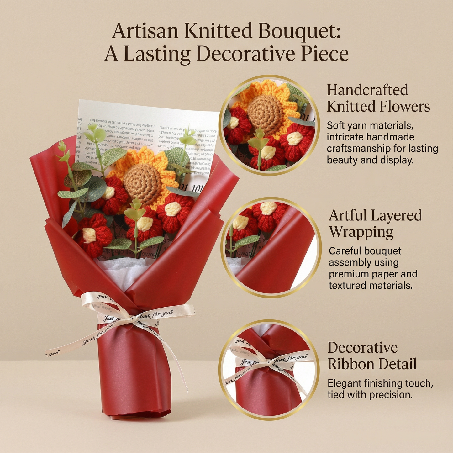 Everlasting Sunflower Charm Bouquet