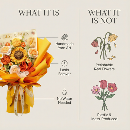 Handmade Sunflower & Rose Keepsake Bouquet