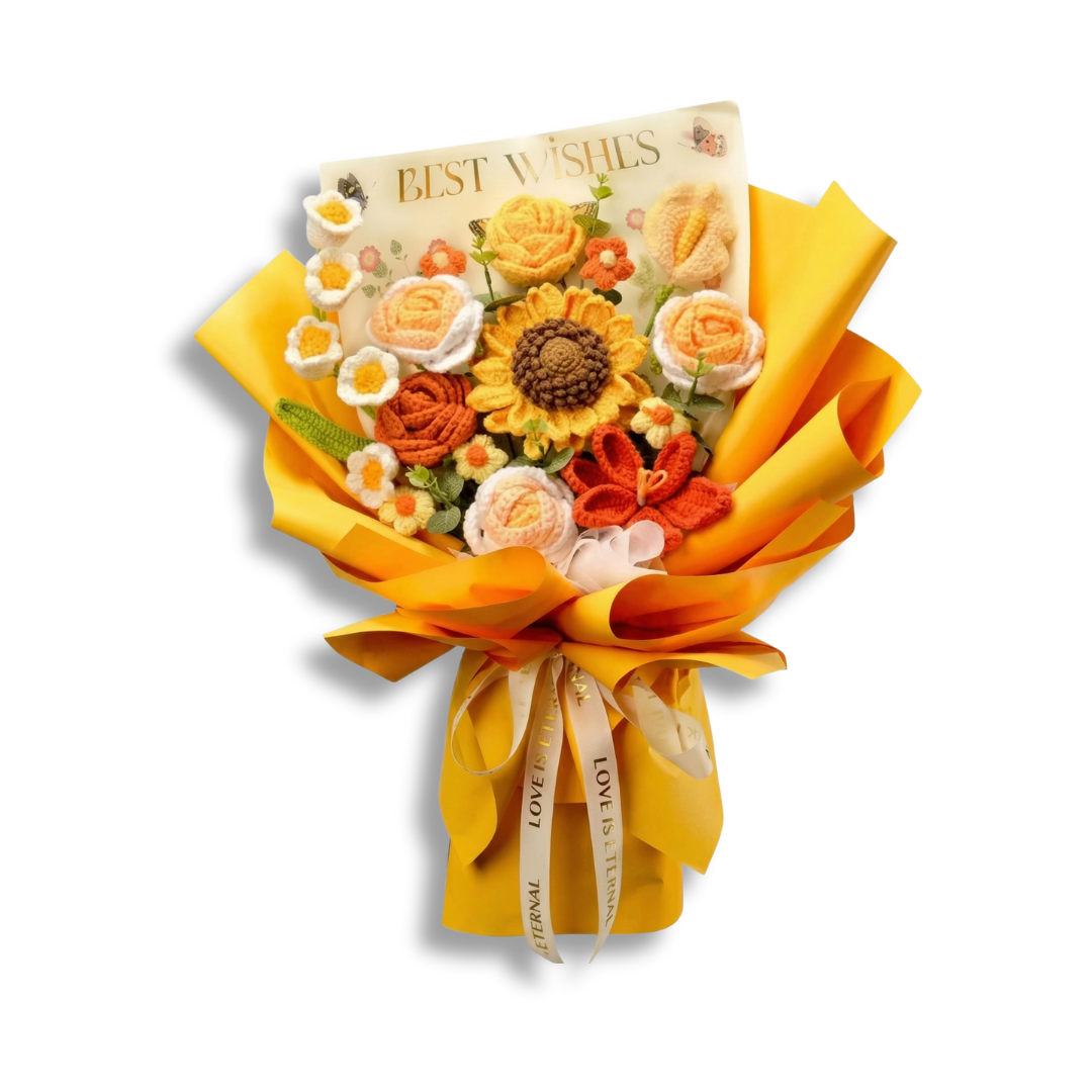 Handmade Sunflower & Rose Keepsake Bouquet