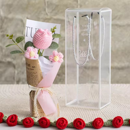 Blushing Tulips & Roses Crochet Bouquet