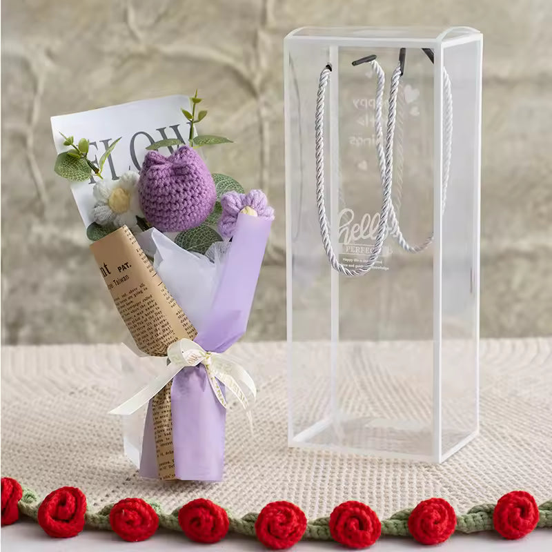 Blushing Tulips & Roses Crochet Bouquet