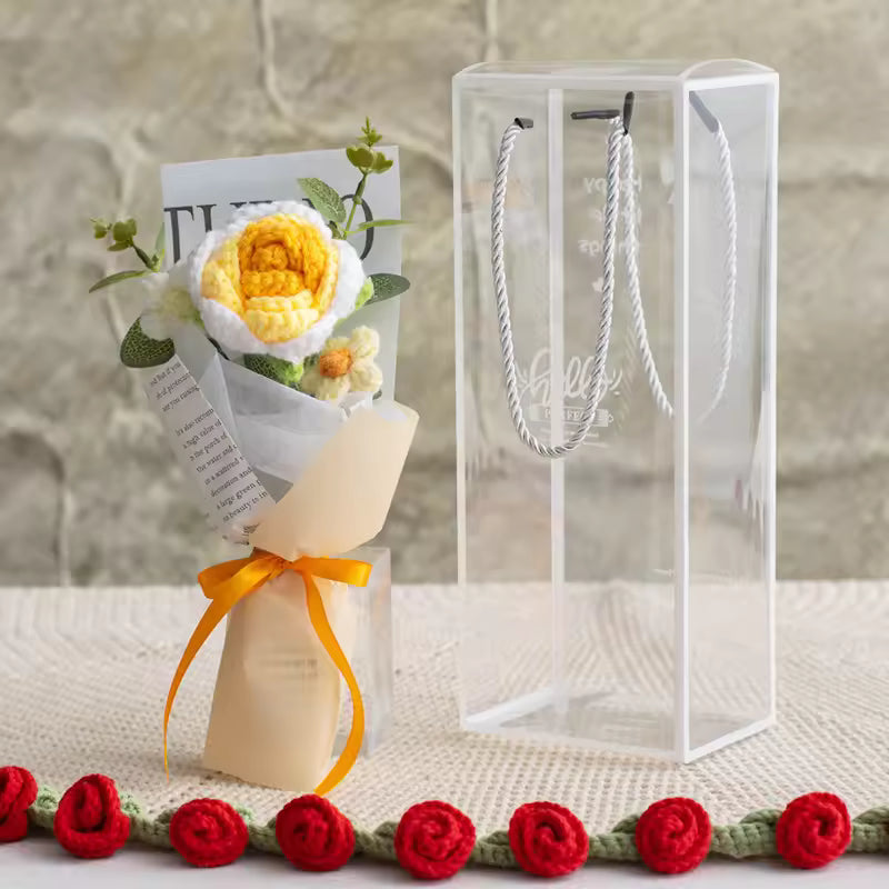 Blushing Tulips & Roses Crochet Bouquet