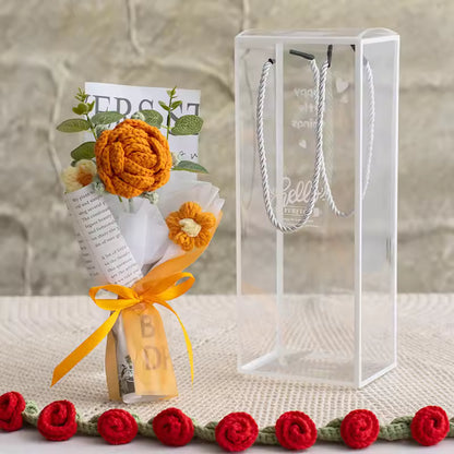 Blushing Tulips & Roses Crochet Bouquet