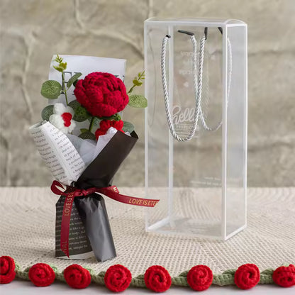 Blushing Tulips & Roses Crochet Bouquet