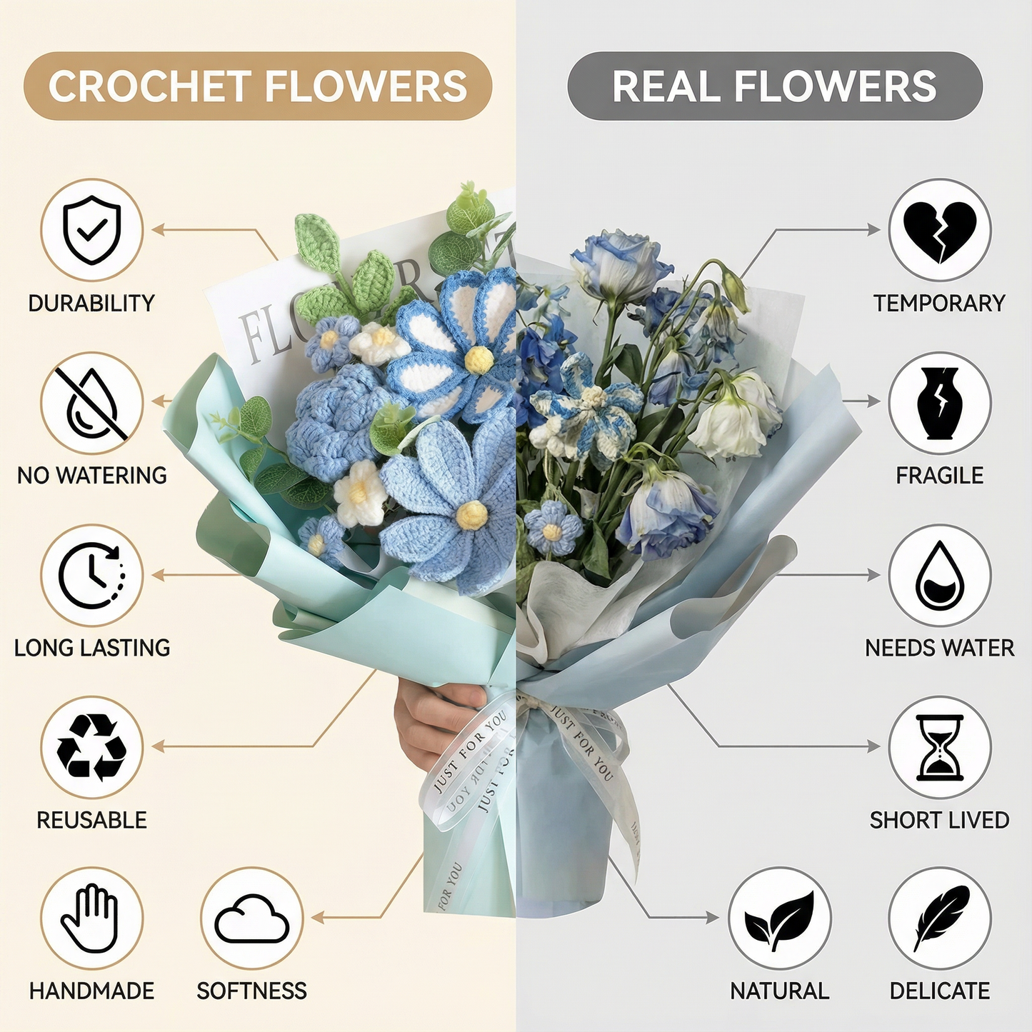 Cozy Petals Knitted Flower Bouquet