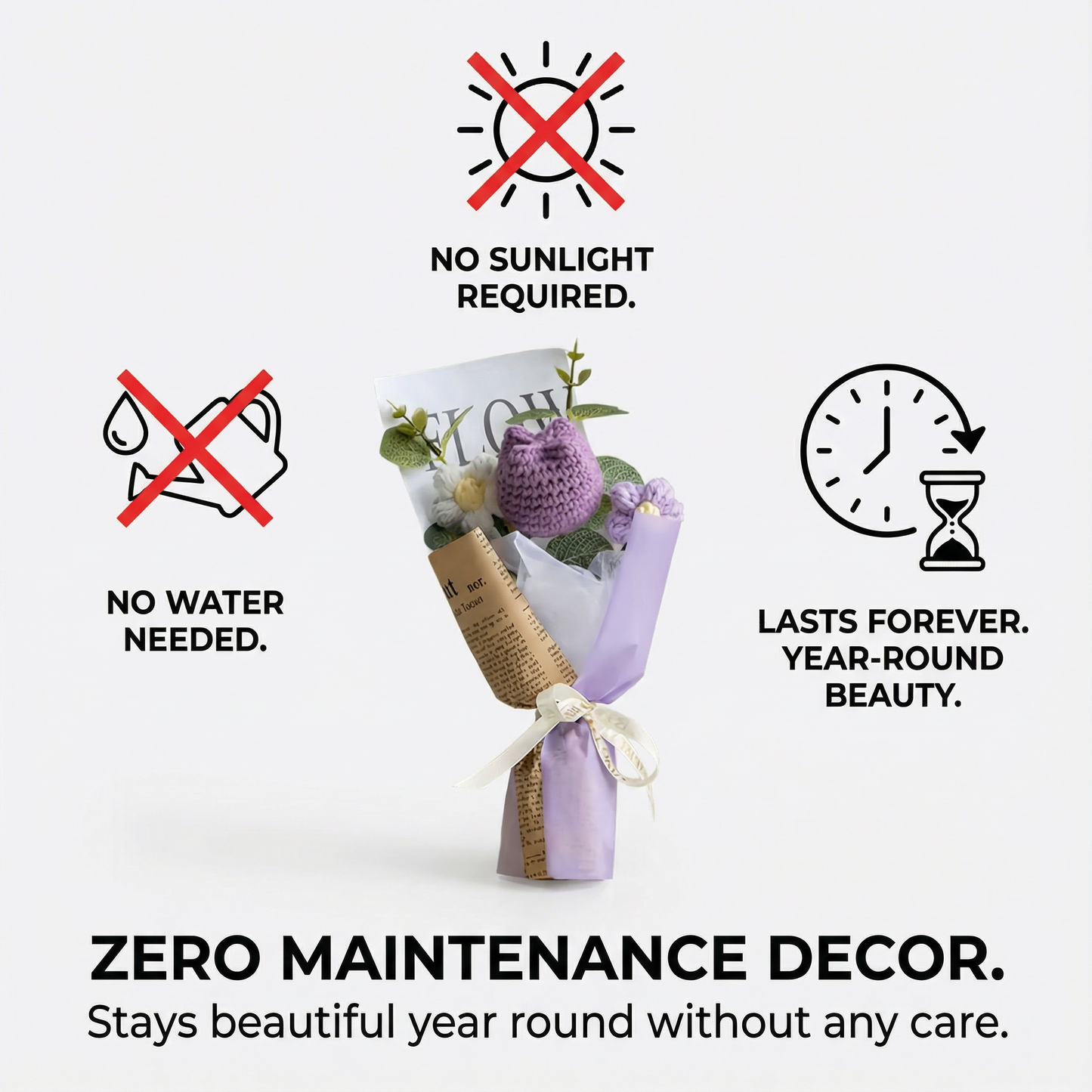 Blushing Tulips & Roses Crochet Bouquet