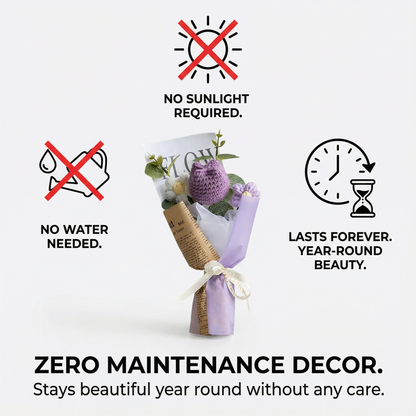 Blushing Tulips & Roses Crochet Bouquet